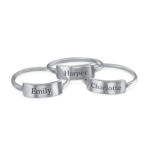 Silver Engraved Nameplate Ring