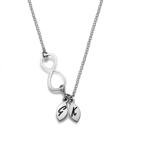 Silver Infinity Sign Necklace with Initials