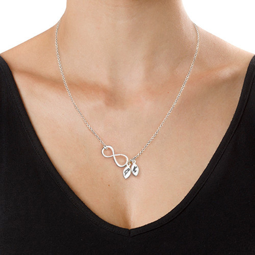 Silver Infinity Sign Necklace with Initials