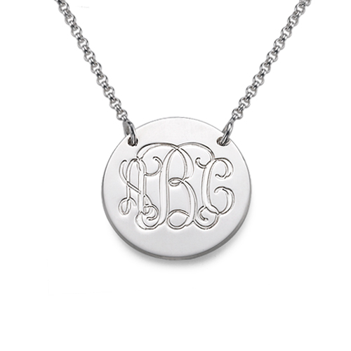 Silver Monogram Disc Necklace