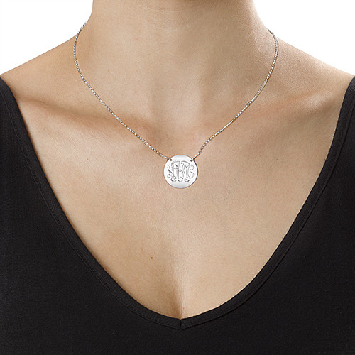 Silver Monogram Disc Necklace