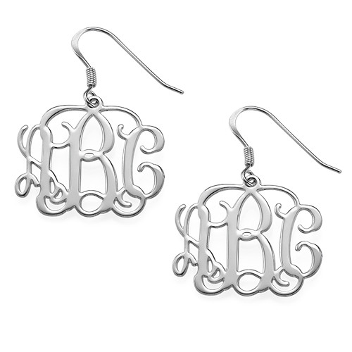 Silver Monogram Earrings