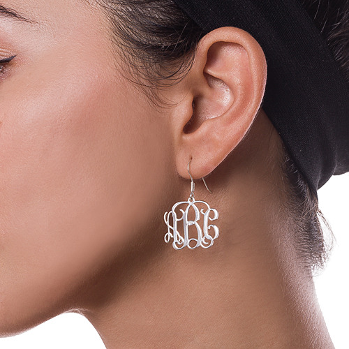 Silver Monogram Earrings