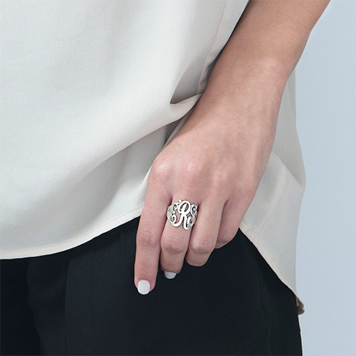 Silver Monogrammed Ring