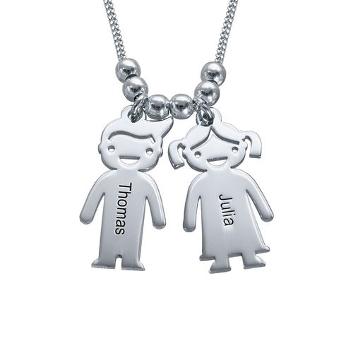 Sterling Silver Mother's Necklace with Children Charms