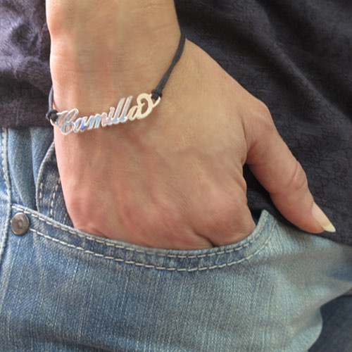 Personalized Silver Bracelet / Anklet - Side Heart