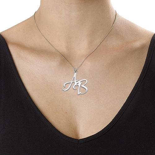 Two Initial Necklace in Sterling Silver