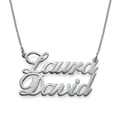 Silver Two Name Pendant Necklace