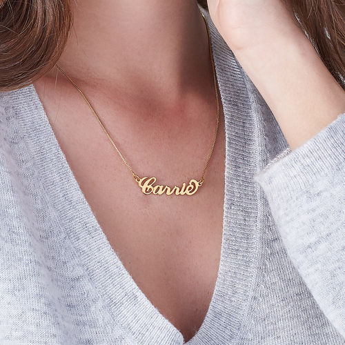 Small 18k Gold-Plated Silver "Carrie" Name Necklace