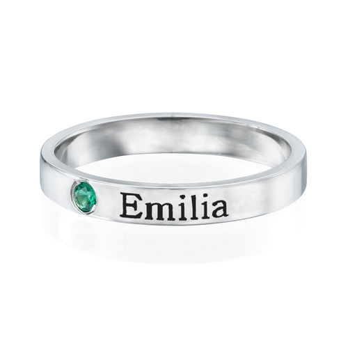 Stackable Birthstone Name Ring