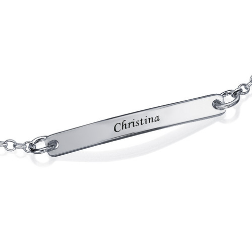 Skinny Custom Bar Bracelet in Silver