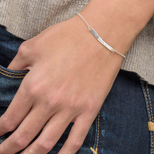 Skinny Custom Bar Bracelet in Silver