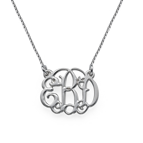 Small Celebrity Monogram Necklace in Sterling Silver