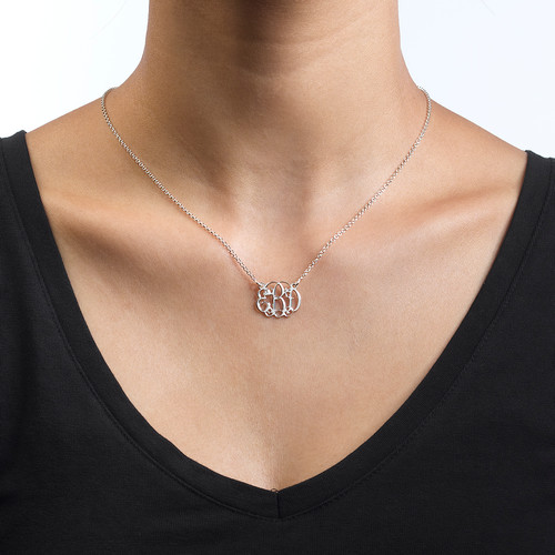 Small Celebrity Monogram Necklace in Sterling Silver