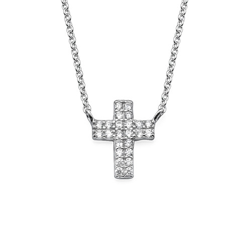 Small Cross Necklace with Cubic Zirconia