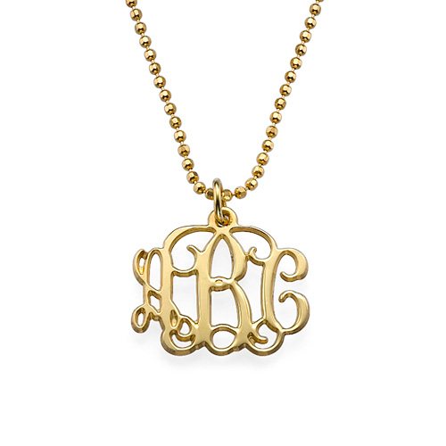 Small Monogram Necklace in 18k Gold Plating