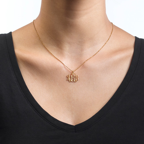 Small Monogram Necklace in 18k Gold Plating