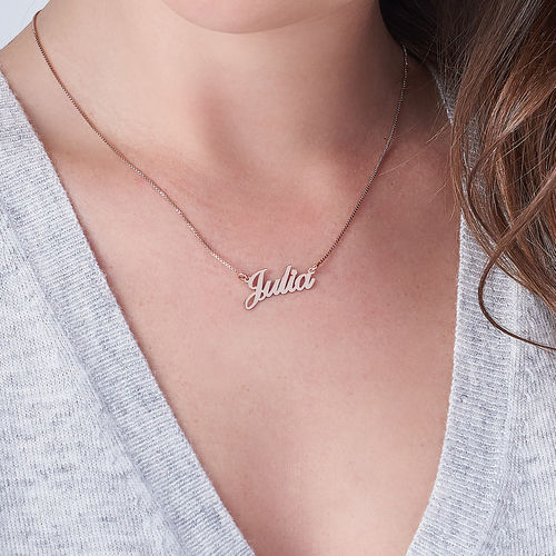Small Classic Name Necklace in 18k Rose Gold Plating