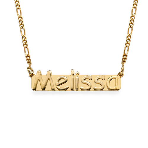 Small Nameplate Necklace with Gold Plating