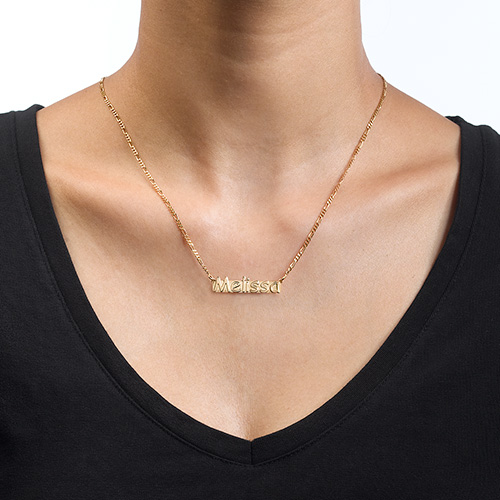 Small Nameplate Necklace with Gold Plating