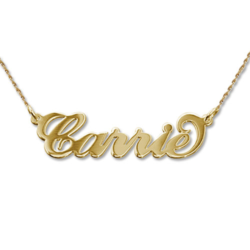 Small 14k Gold “Carrie” Style Name Necklace