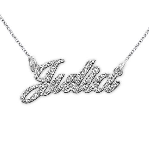 Sparkling Classic Name Necklace in Silver