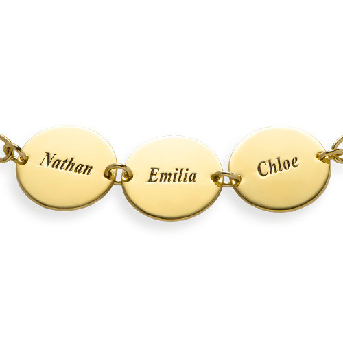 Special Gift for Mom - Disc Name Bracelet with 18K Gold Plating