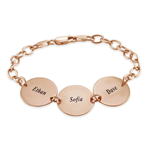 Special Gift for Mom - Disc Name Bracelet with 18K Rose Gold Plating