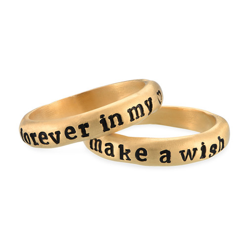 Stackable Engraved  Ring with Names in Gold Plating