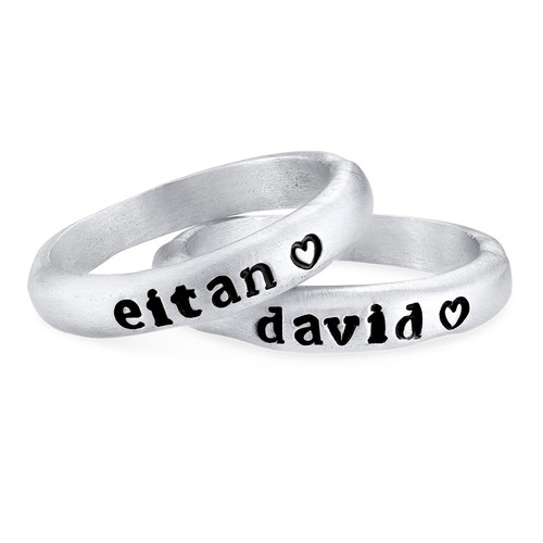 Stackable Engraved Ring with Names in Sterling Silver