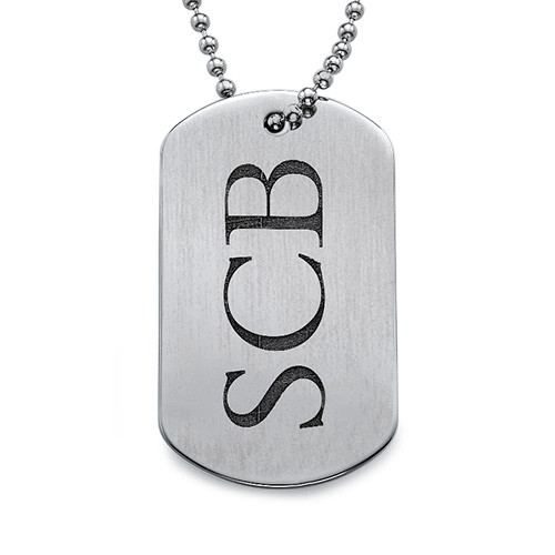 Stainless Steel Dog Tag Necklace with Initials