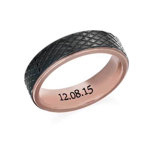 Stainless Steel Ring for Men-Black and Rose Gold Plating