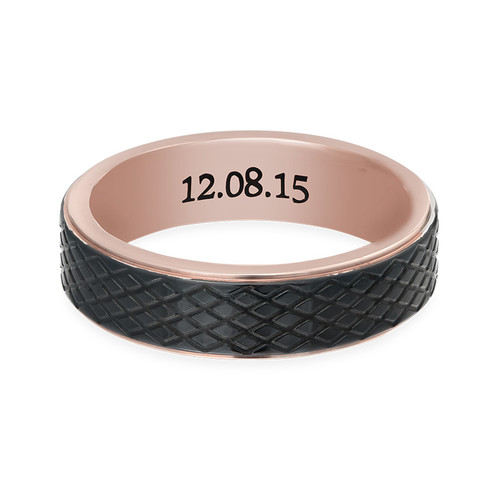 Stainless Steel Ring for Men-Black and Rose Gold Plating