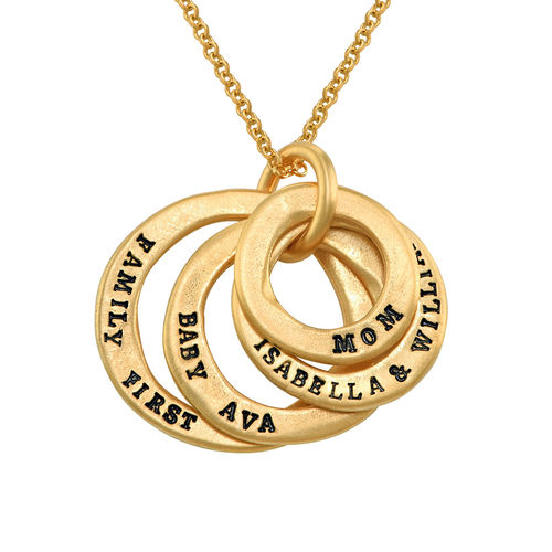 Stamped Family Disc Gold Plated Necklace