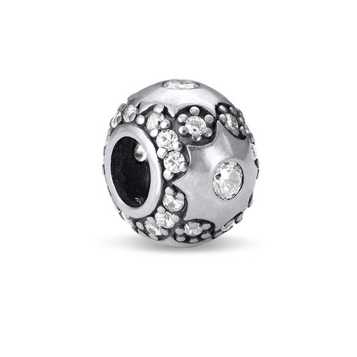 Star Silver Bead with Cubic Zirconia