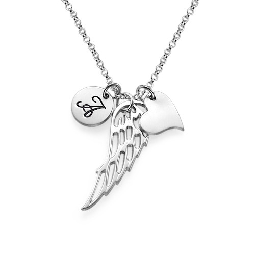 Sterling Silver Personalized Angel Wing Necklace