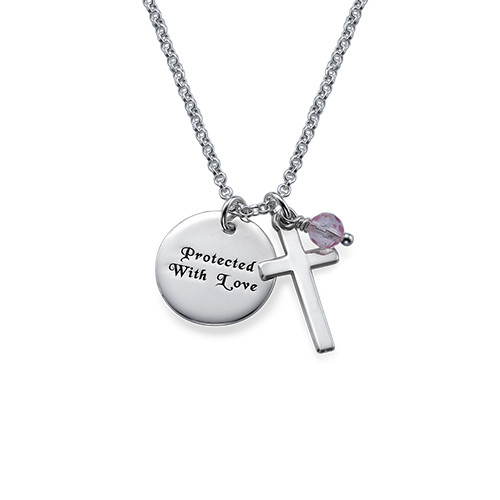 Sterling Silver Baptism Necklace with Engraved Disc