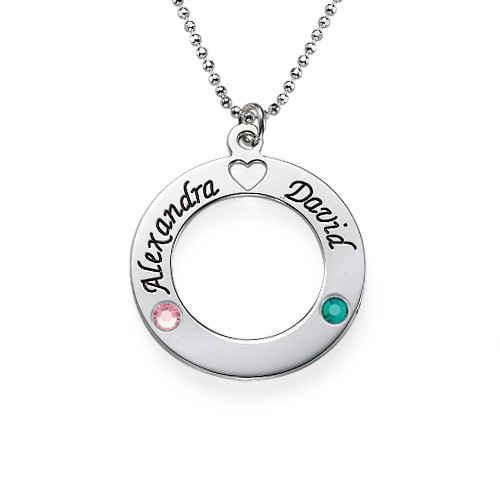 Sterling Silver Name Circle with Swarovski Birthstones