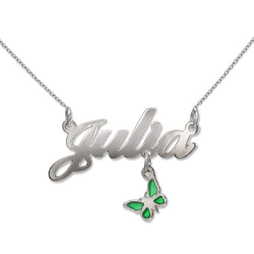 Sterling Silver Dangling Charm Name Necklace