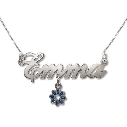 Sterling Silver Dangling Charm Name Necklace