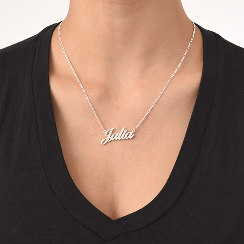 Sterling Silver Double Thickness Classic Name Necklace