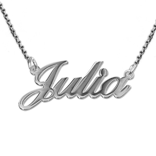 Sterling Silver Double Thickness Name Necklace