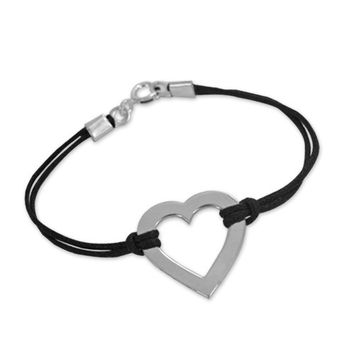 Sterling Silver Engraved Heart Bracelet