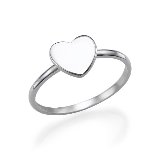 Sterling Silver Heart Initial Ring