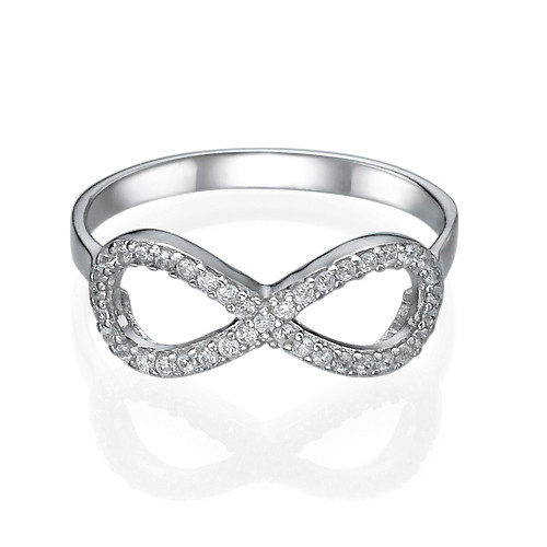 Sterling Silver Infinity Ring with Cubic Zirconia