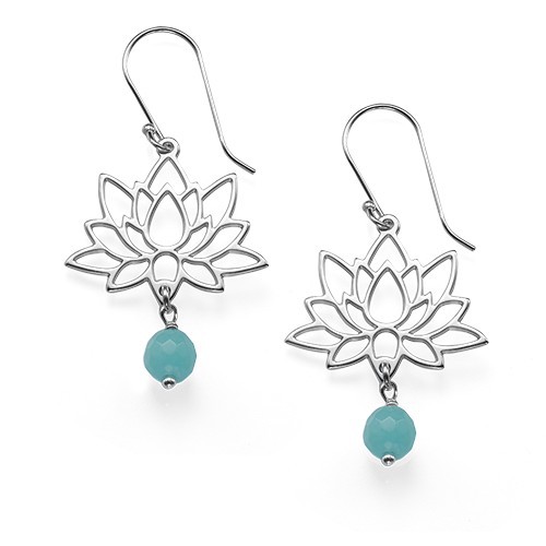 Sterling Silver Lotus Flower Earrings