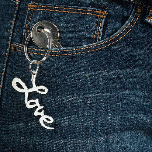 Sterling Silver “Love” Keychain