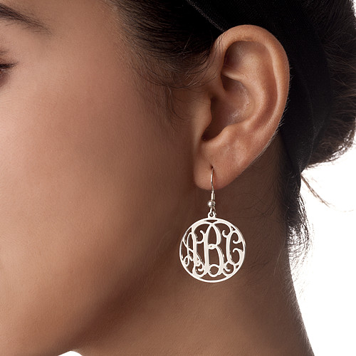 Sterling Silver Monogram Earrings Set