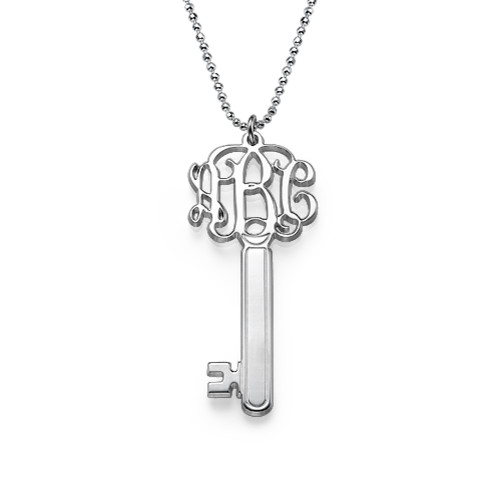 Sterling Silver Monogram Key Necklace