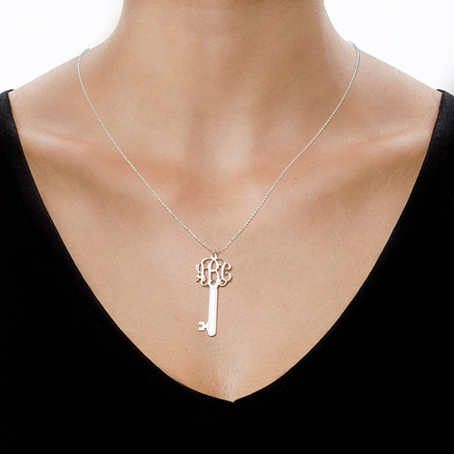 Sterling Silver Monogram Key Necklace